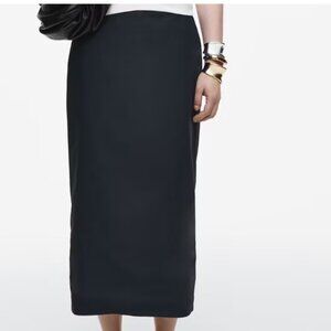 new COS midi column skirt navy 10